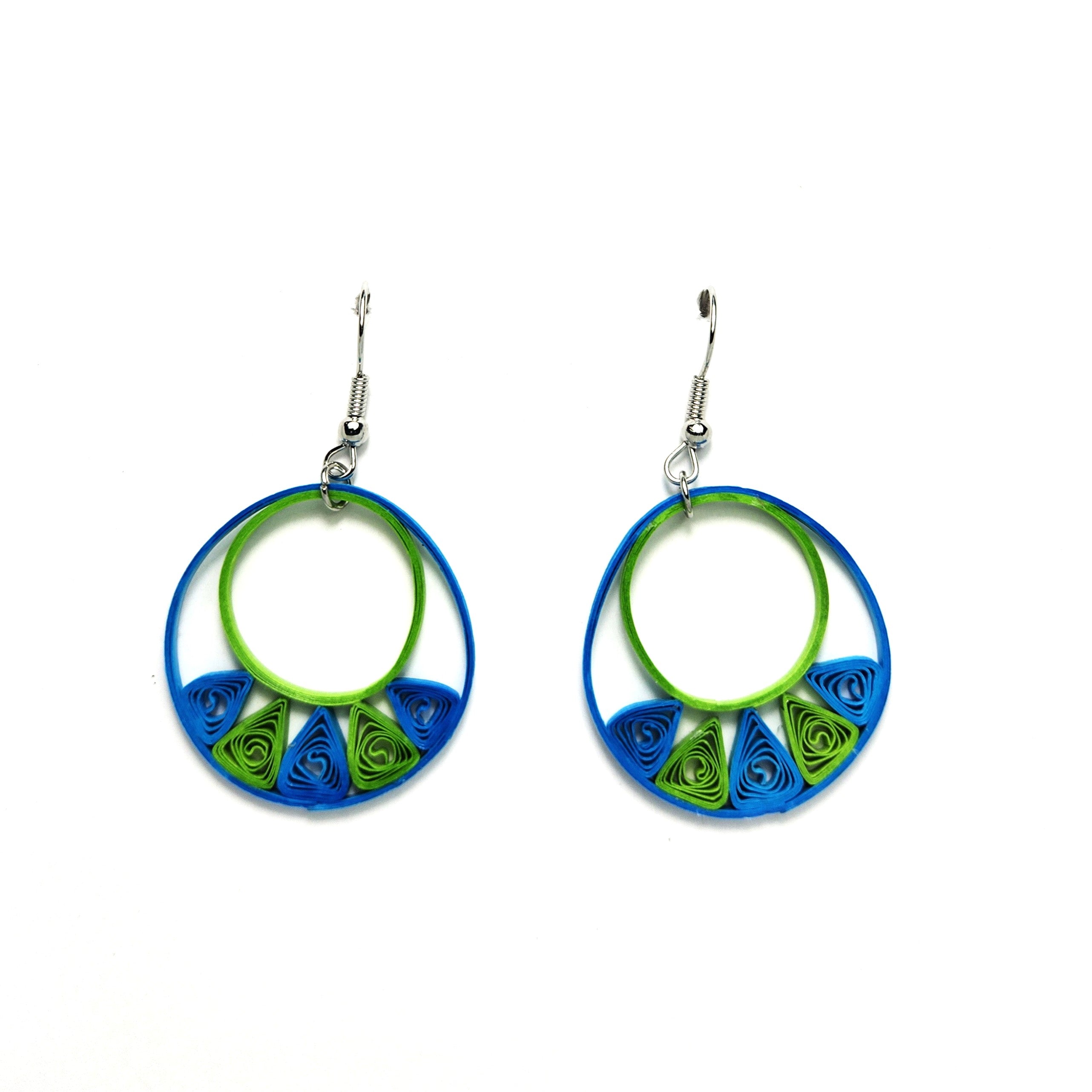 #108 BG - Blue and Green Circle Earrings