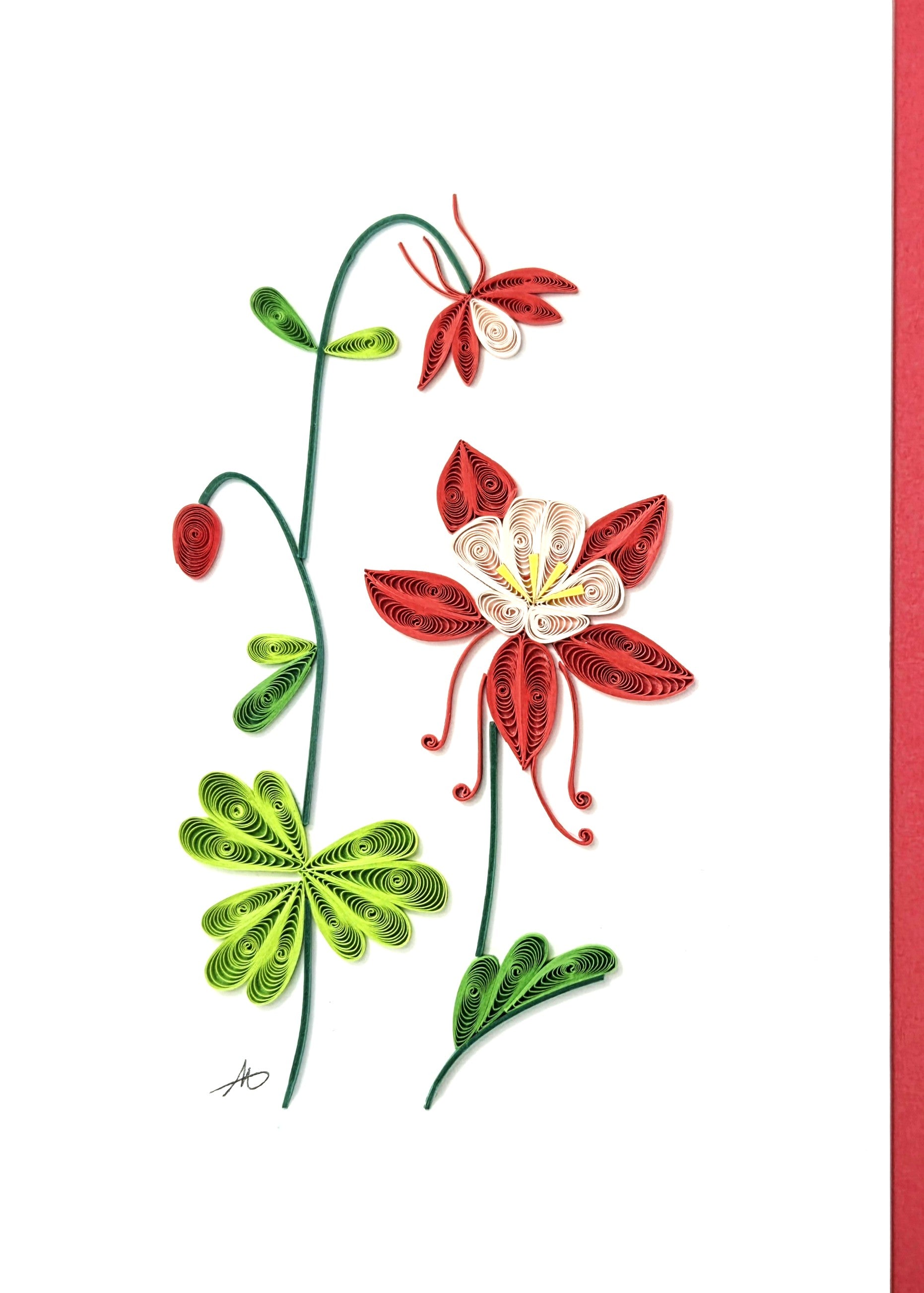#321 R - Red Columbine Flower